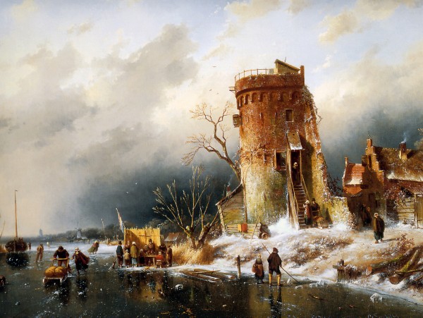 Winter Landscape Sun by Charles Henri Joseph Leickert